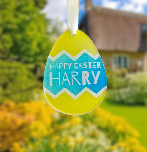 Hanging Happy Easter Personalised Egg
